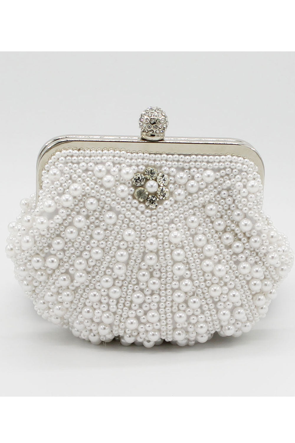 Women Unique Style Pearls Decorative Bridal Clutch Bag