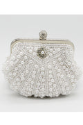 Women Unique Style Pearls Decorative Bridal Clutch Bag