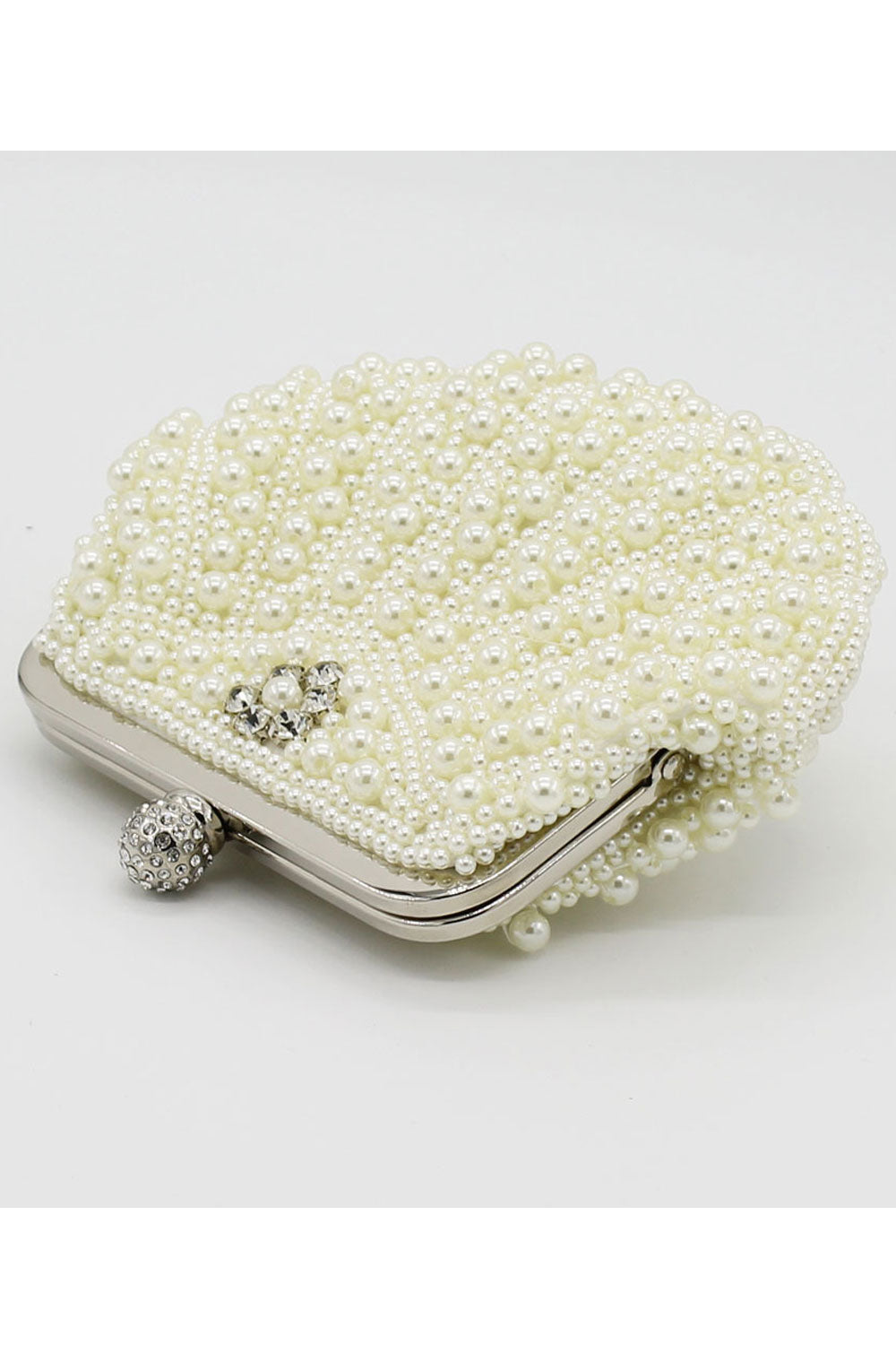 Women Unique Style Pearls Decorative Bridal Clutch Bag