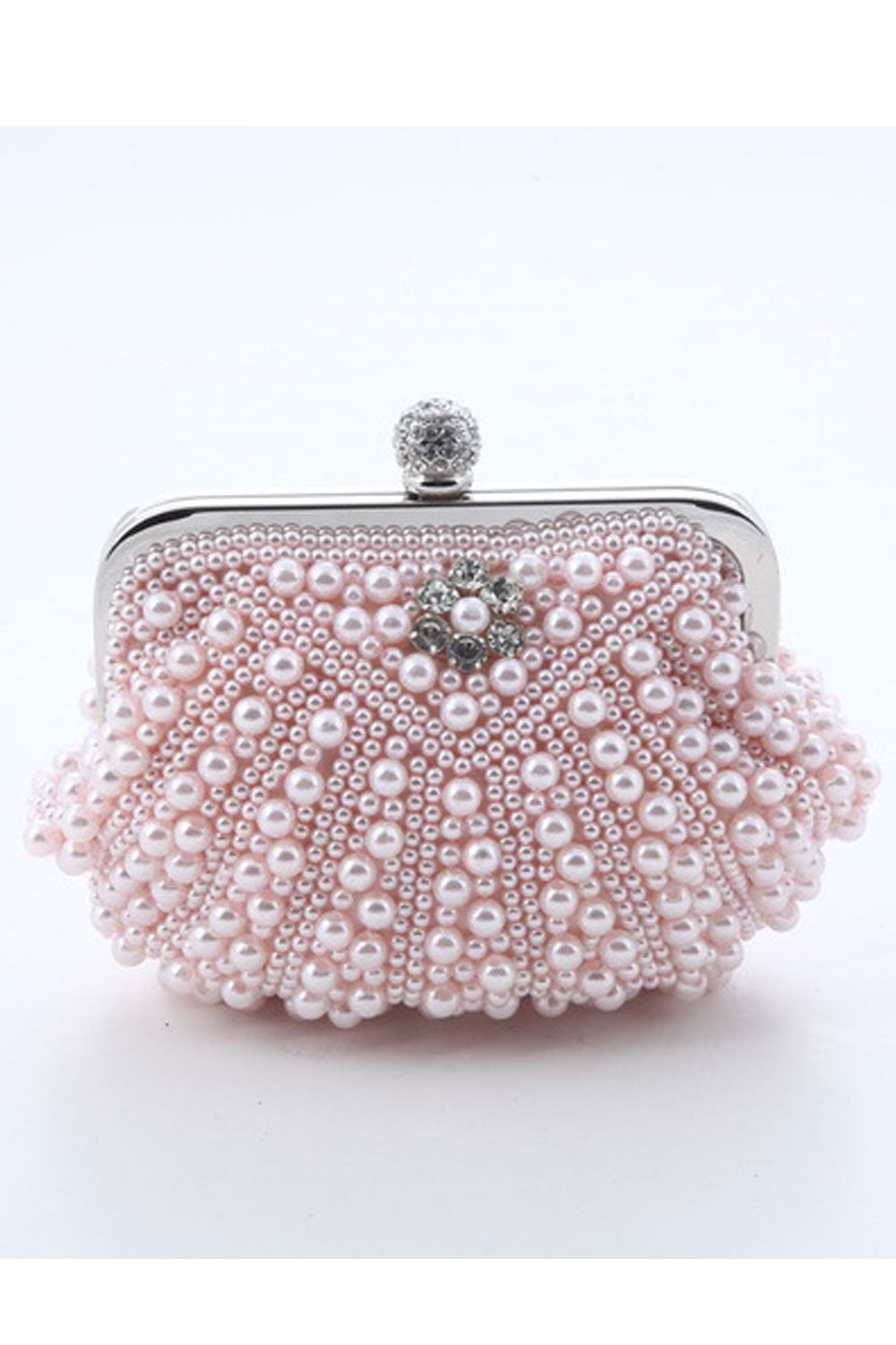 Women Unique Style Pearls Decorative Bridal Clutch Bag