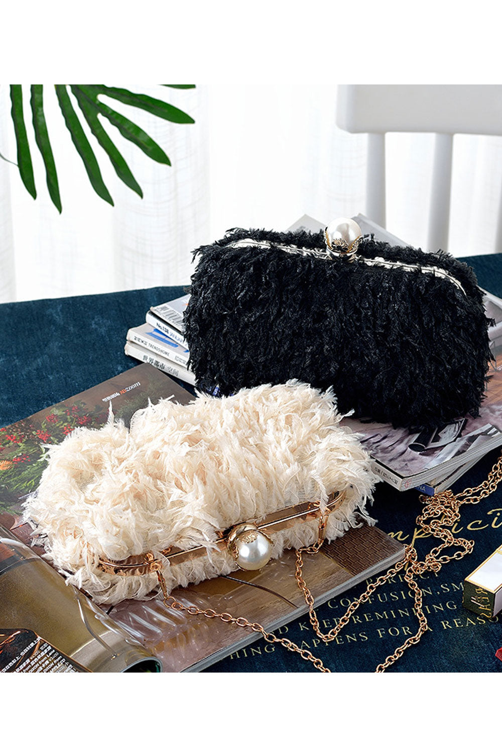 Women Elegant Soft Hairy Party Clutch Bag