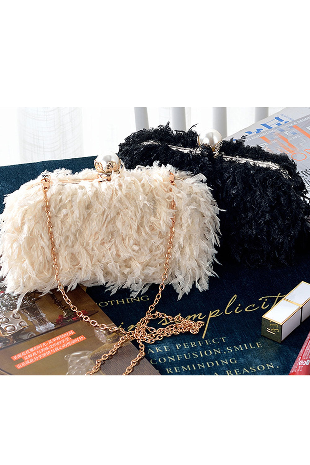 Women Elegant Soft Hairy Party Clutch Bag
