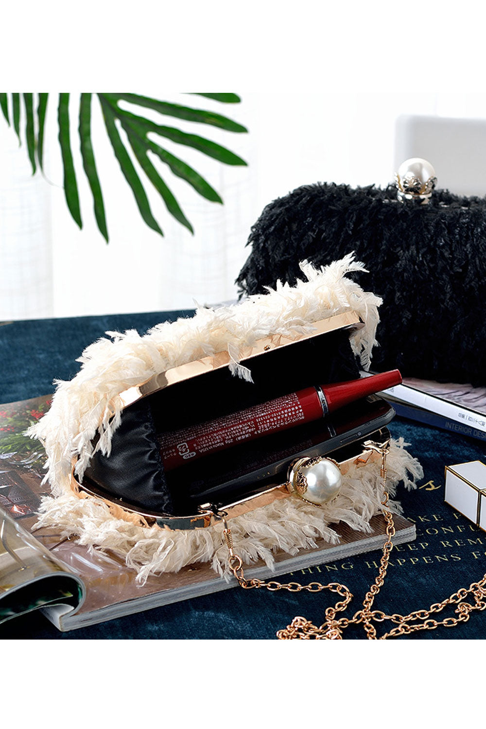 Women Elegant Soft Hairy Party Clutch Bag