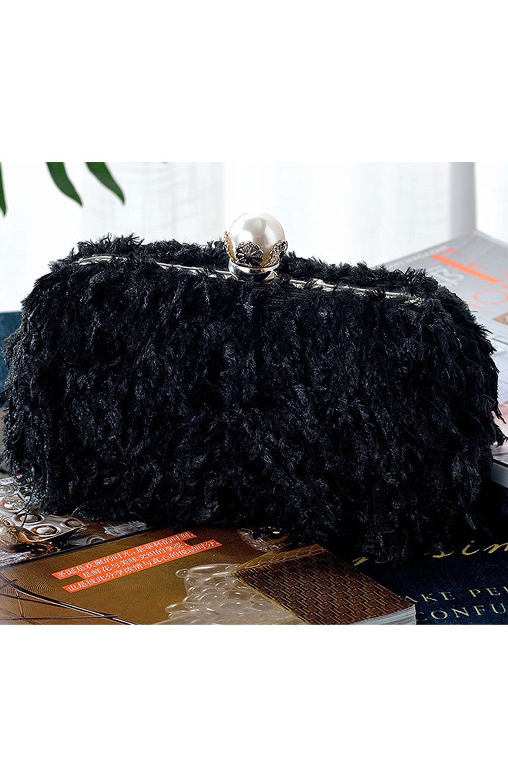 Women Elegant Soft Hairy Party Clutch Bag