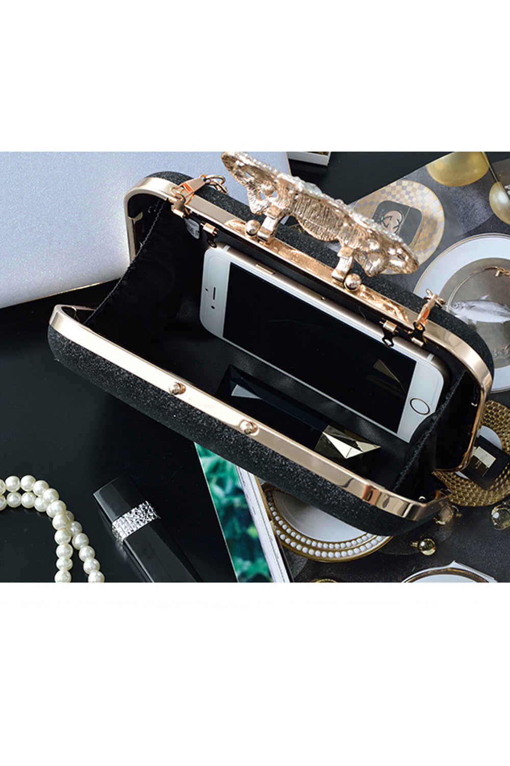 Women Fashion Shiny Base Evening Clutch Bag