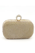 Women Ring Hook Beads Decorated Clutch Bag