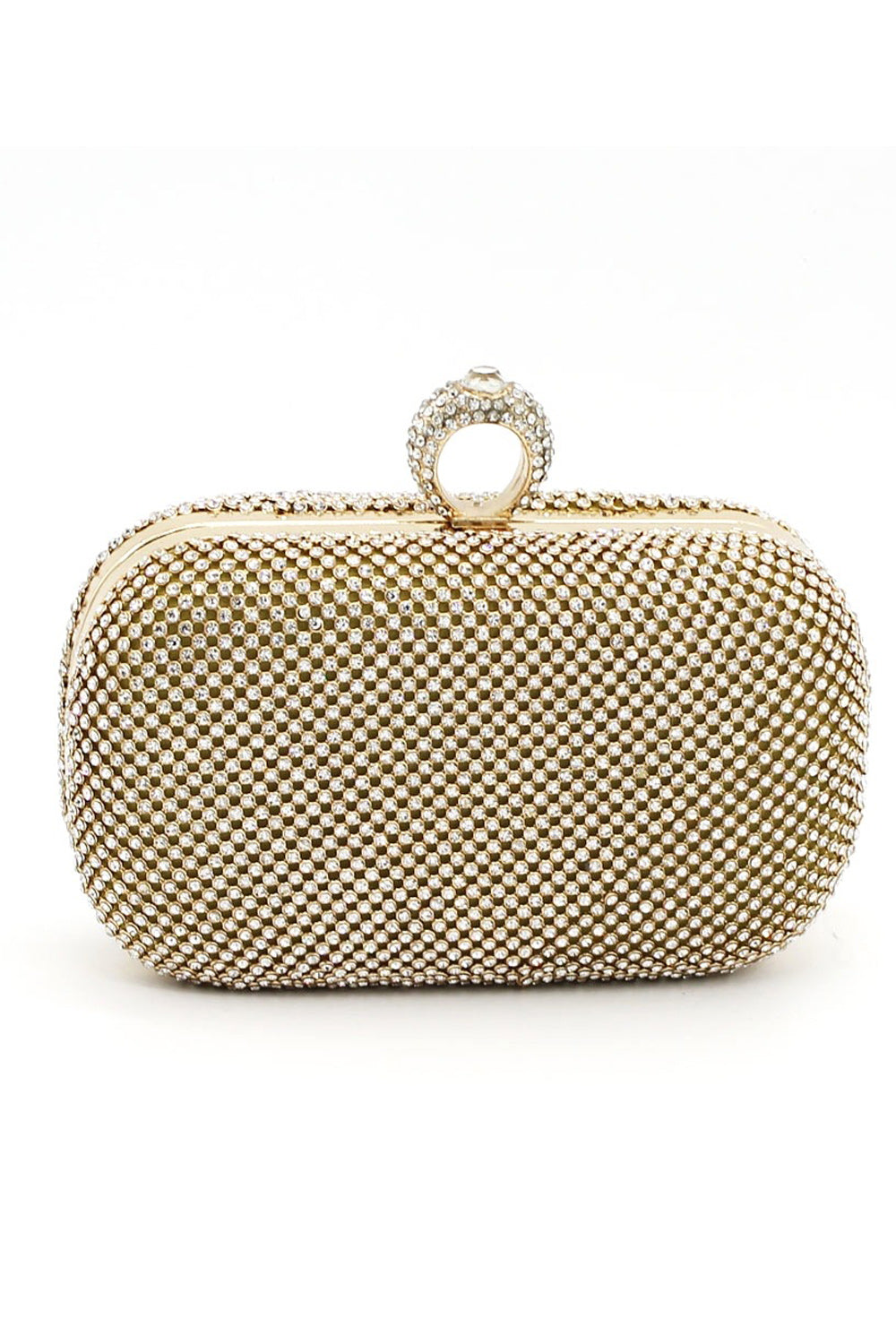Women Ring Hook Beads Decorated Clutch Bag