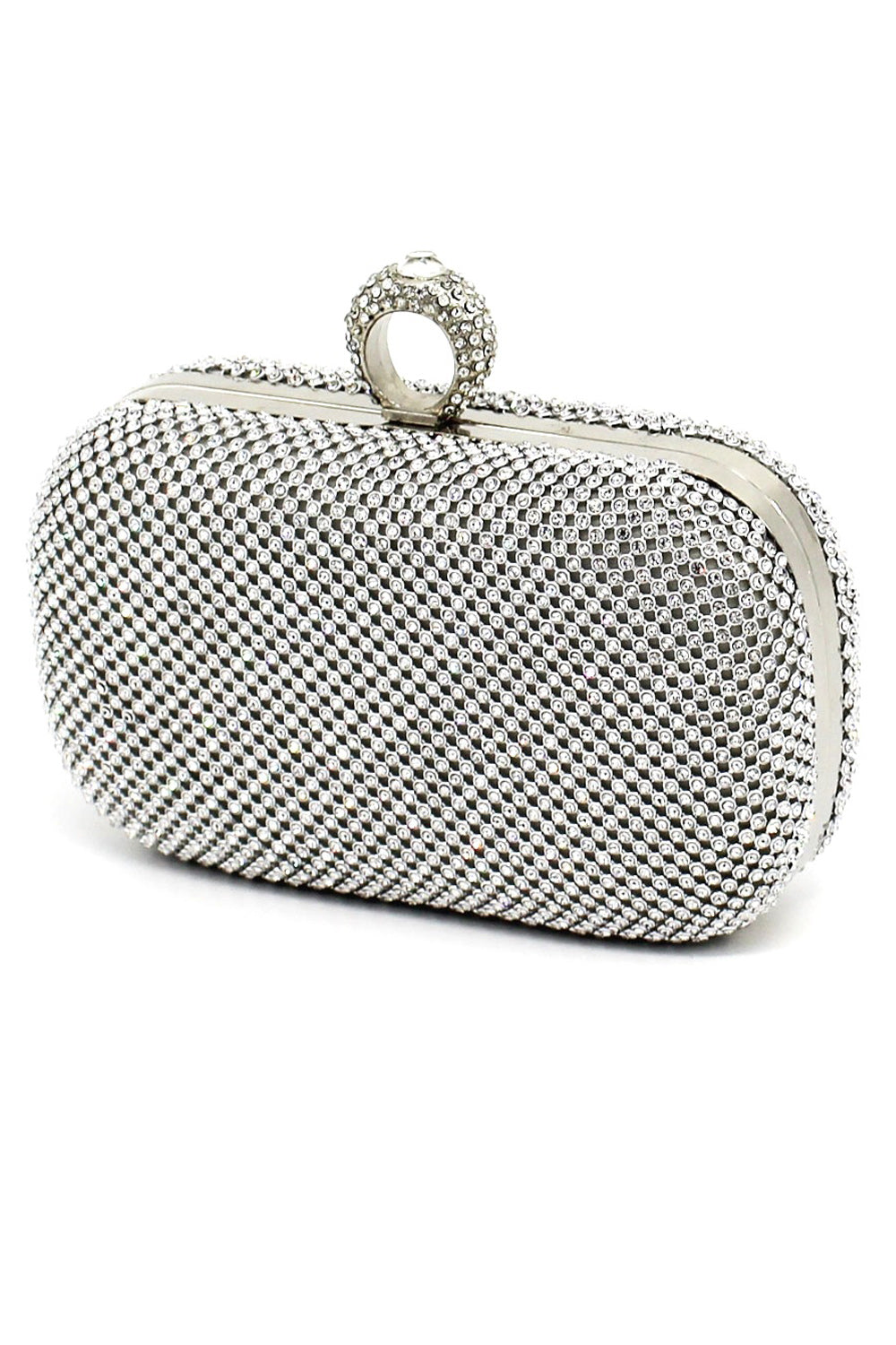 Women Ring Hook Beads Decorated Clutch Bag