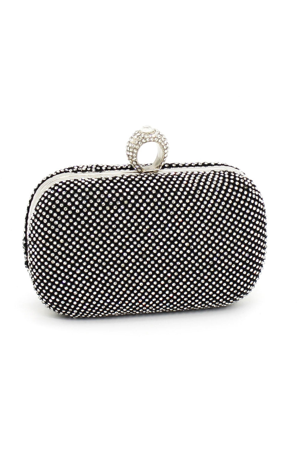Women Ring Hook Beads Decorated Clutch Bag