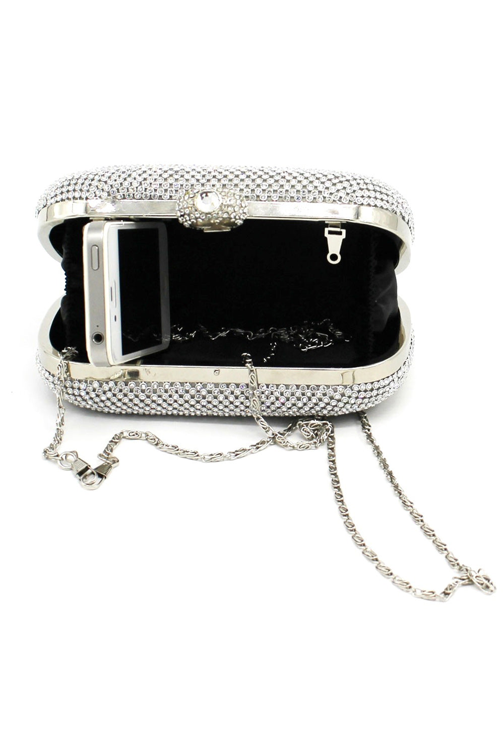 Women Ring Hook Beads Decorated Clutch Bag