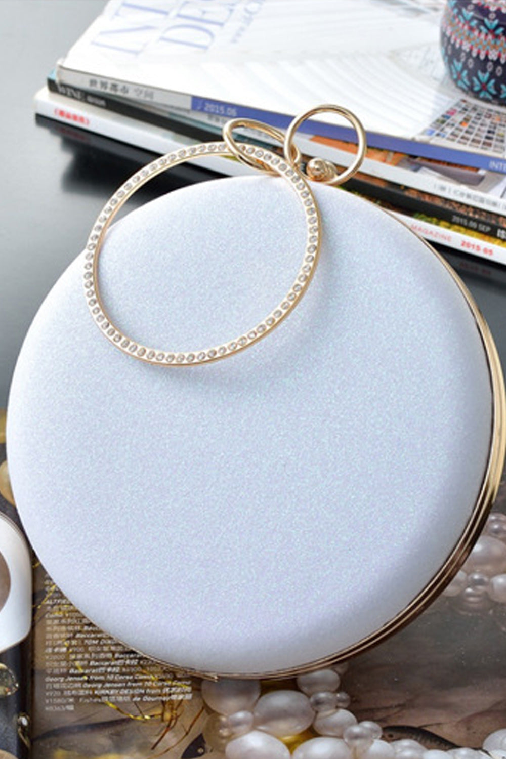 Women Lovely Wrist Handle Round Clutch bag