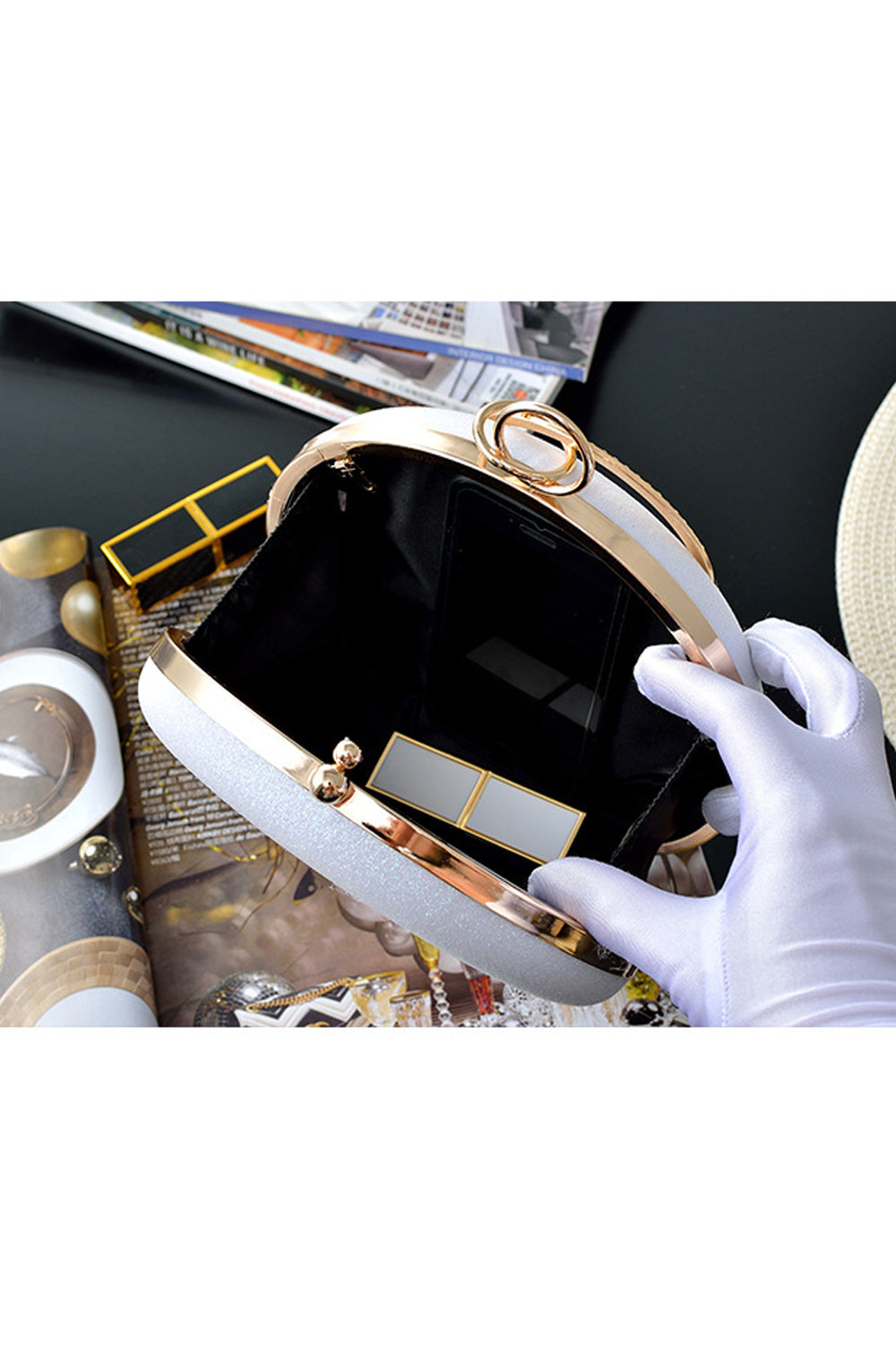 Women Lovely Wrist Handle Round Clutch bag