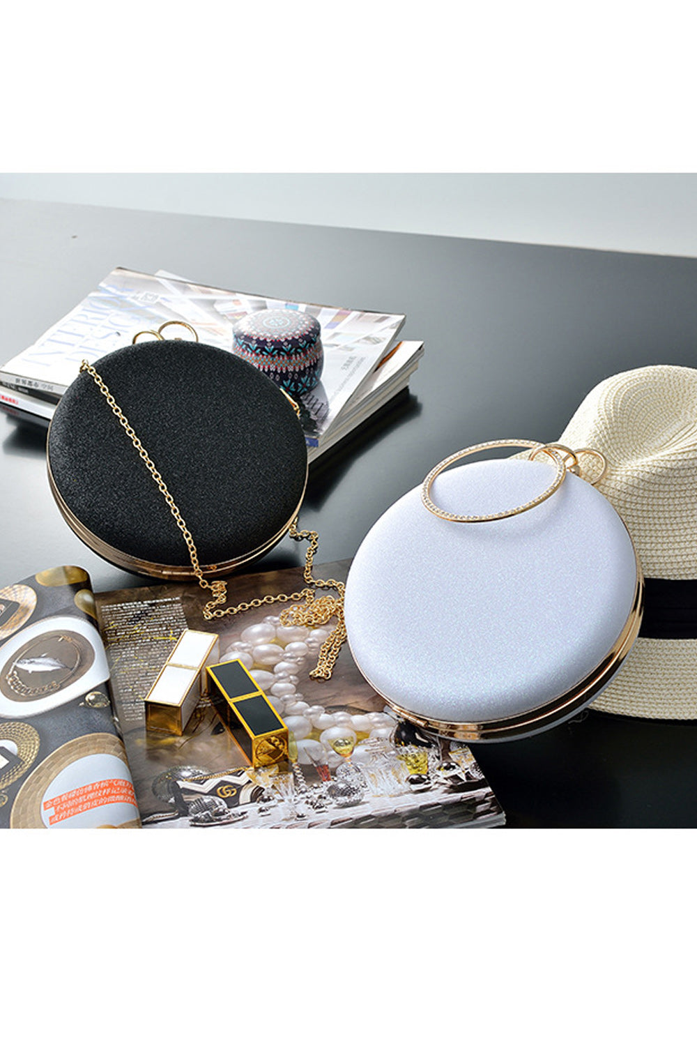Women Lovely Wrist Handle Round Clutch bag