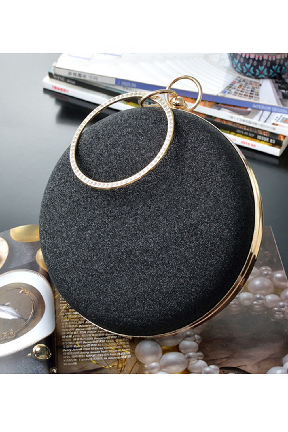 Women Lovely Wrist Handle Round Clutch bag