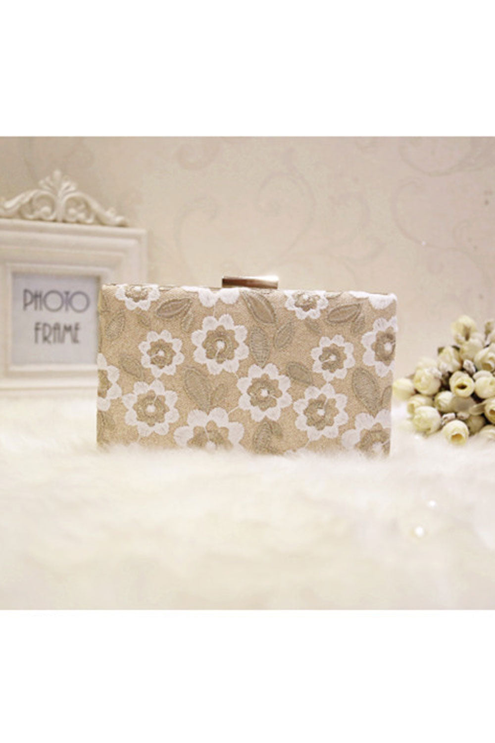 Women Lace Decorated Fashion Strap Clutch Bag