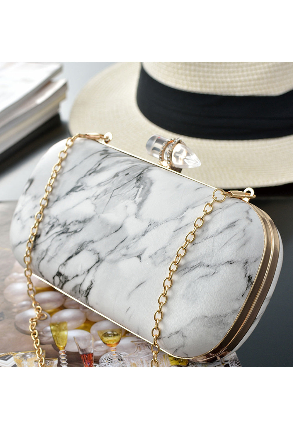 Women Fashion Stone Pattern Horizontal Occasional Clutch