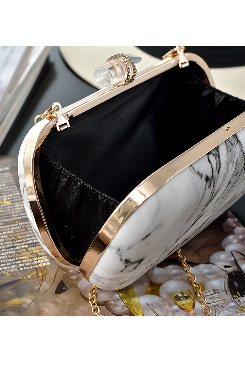 Women Fashion Stone Pattern Horizontal Occasional Clutch