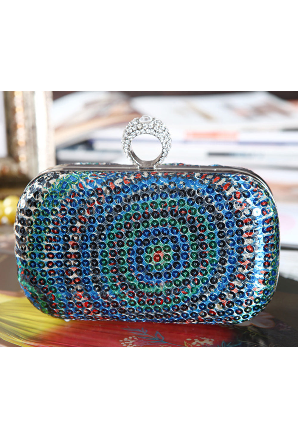 Women Colorful Sequins Decorated Weddings Clutch Bag
