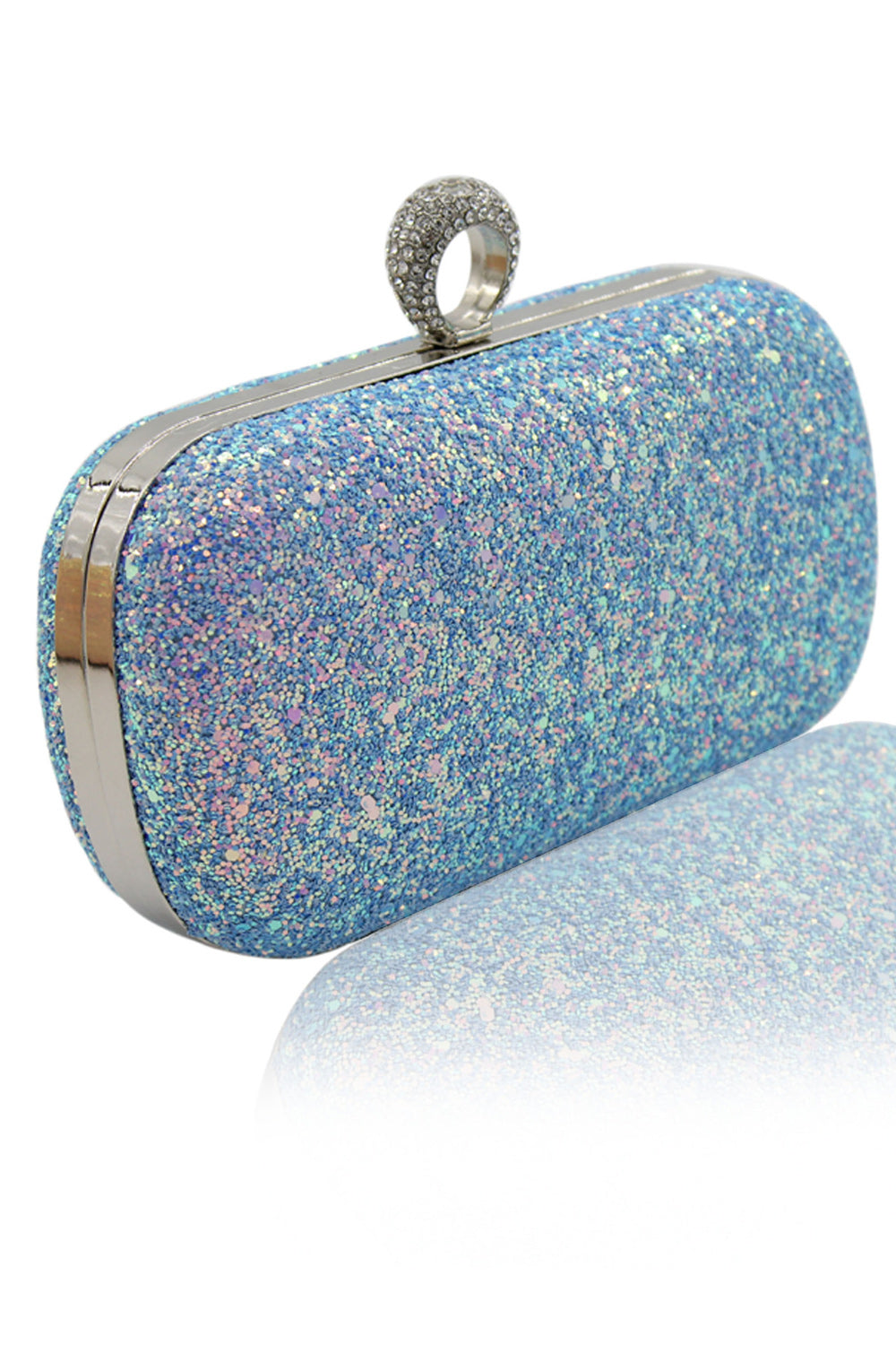 Women Shiny Glitter Lock Closer PU Glitter Party Clutch Bag