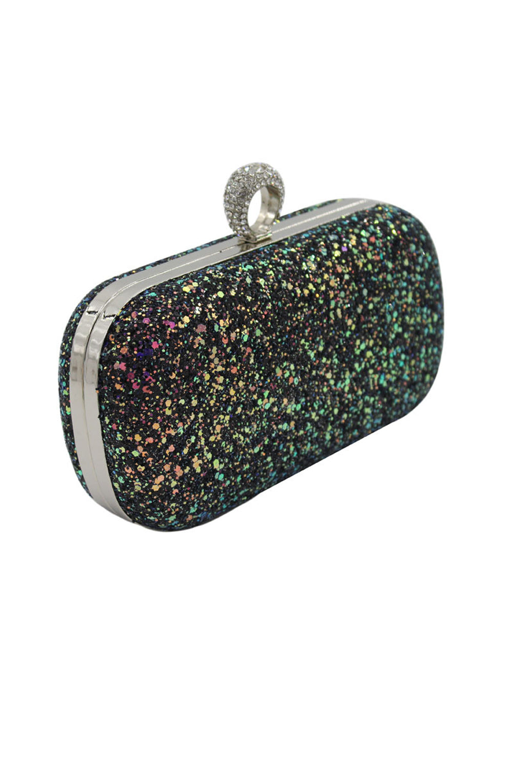 Women Shiny Glitter Lock Closer PU Glitter Party Clutch Bag