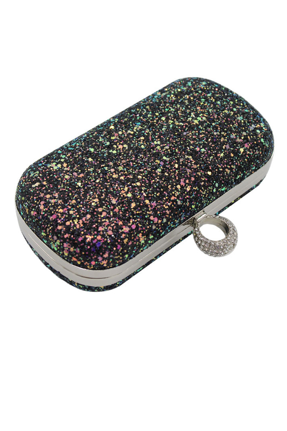 Women Shiny Glitter Lock Closer PU Glitter Party Clutch Bag