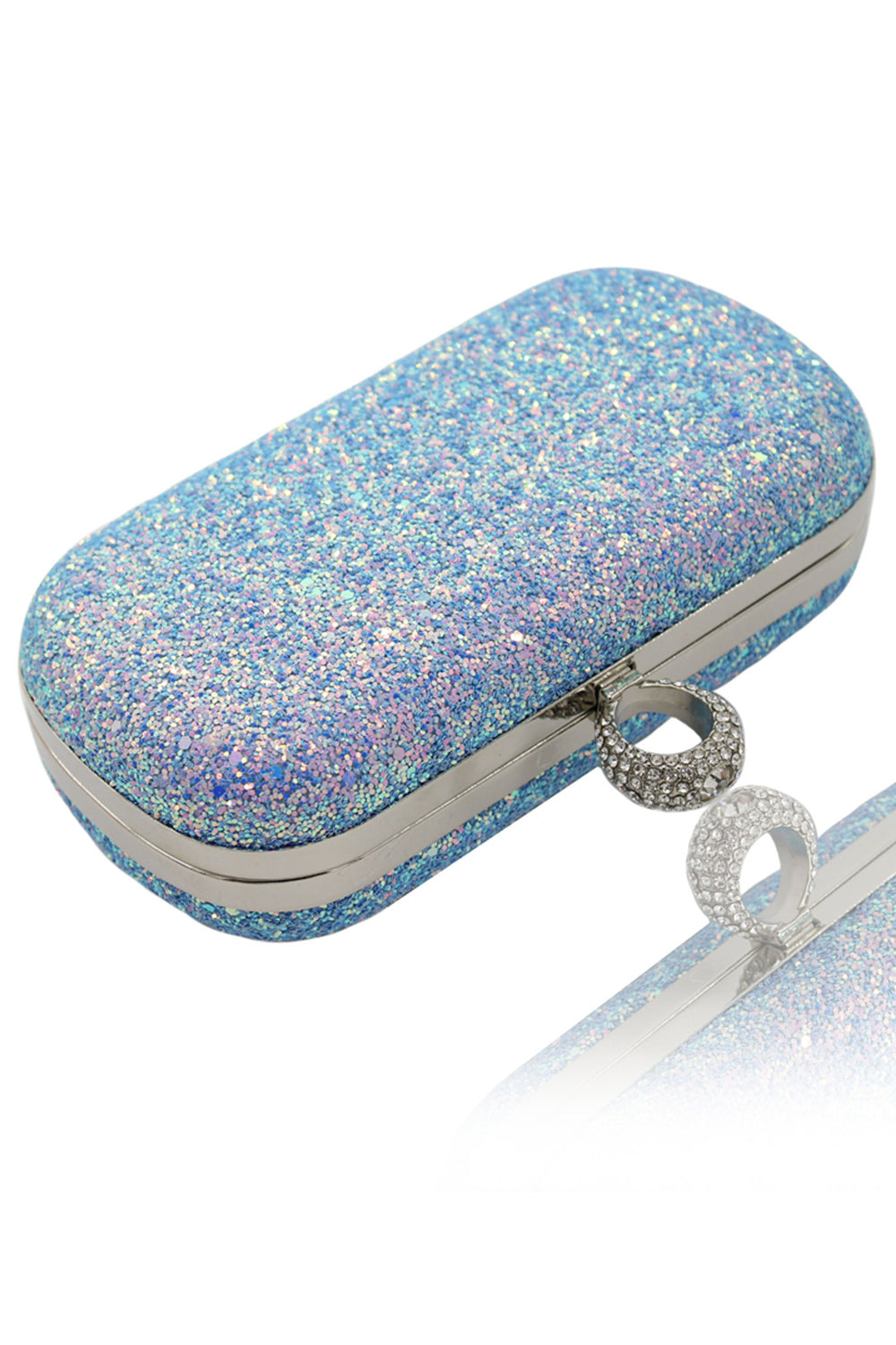 Women Shiny Glitter Lock Closer PU Glitter Party Clutch Bag