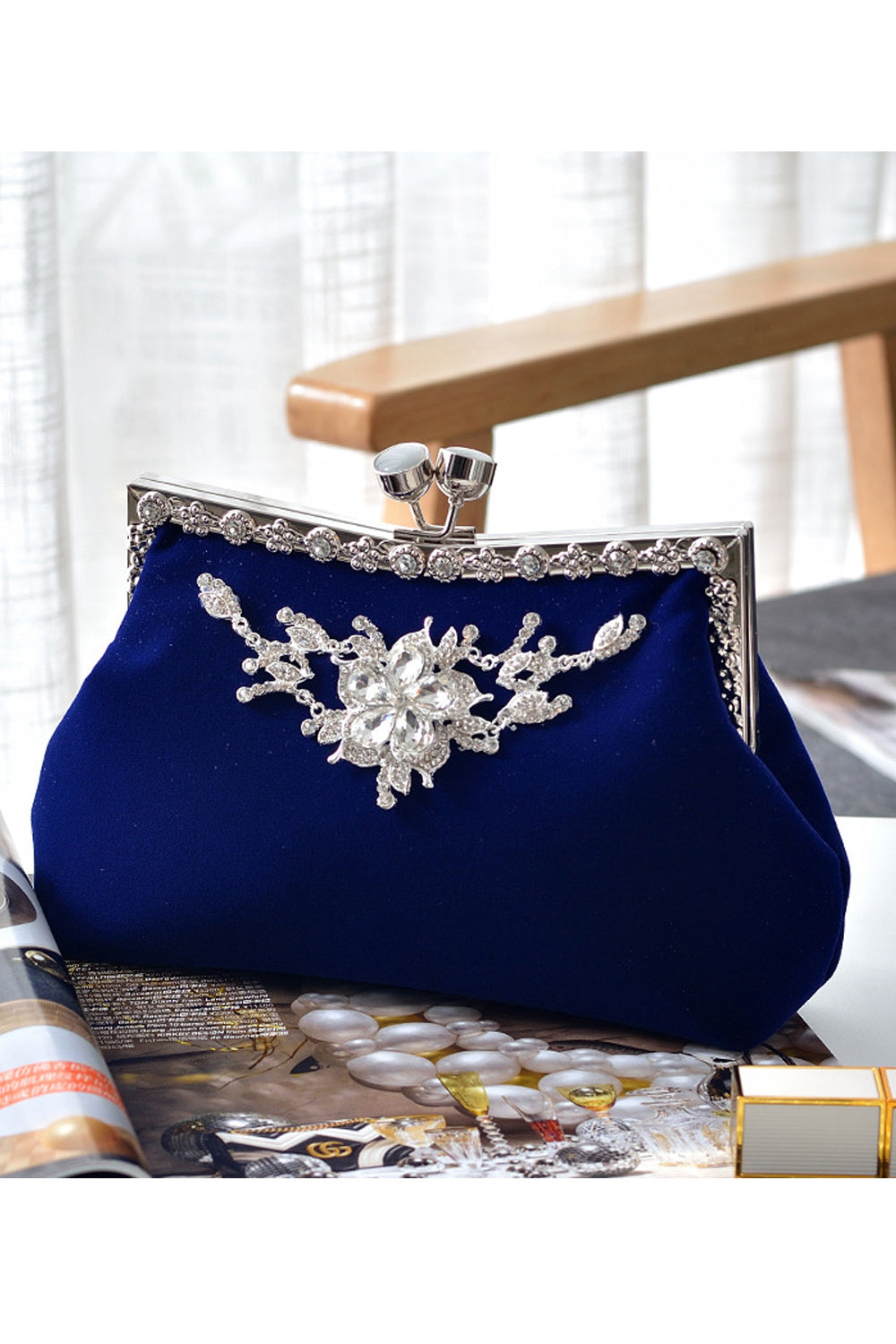 Women Rhinestone Decorated Beautiful Clutch Bag