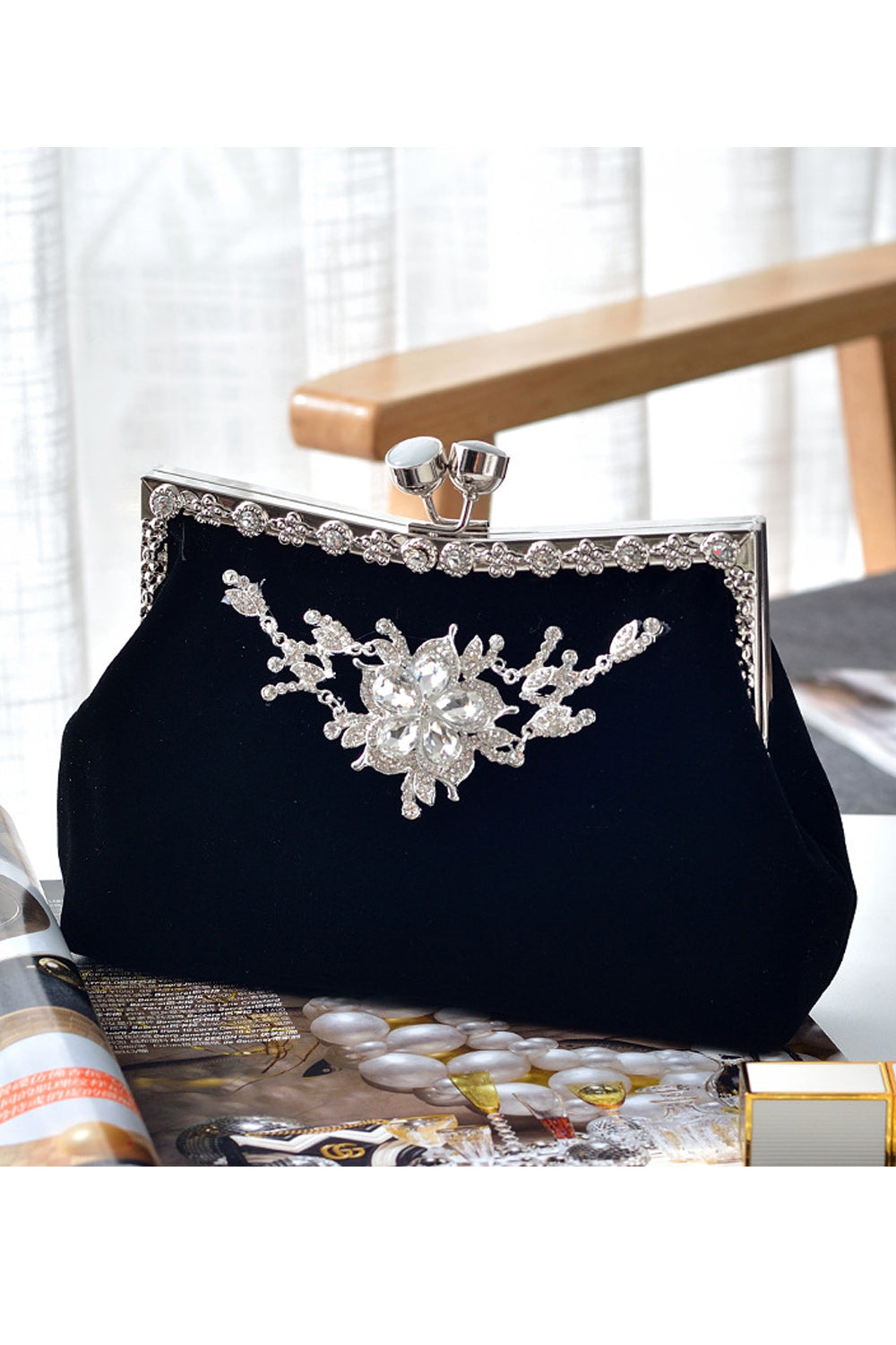 Women Rhinestone Decorated Beautiful Clutch Bag