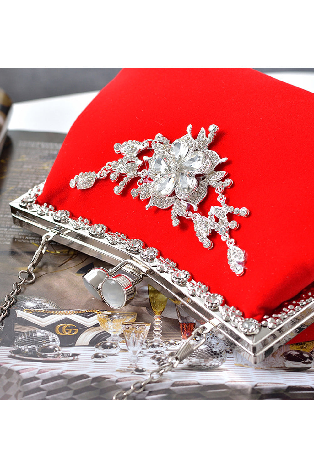 Women Rhinestone Decorated Beautiful Clutch Bag