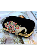 Women Beautiful Peacock Decoration Velvet Surface Party Clutch