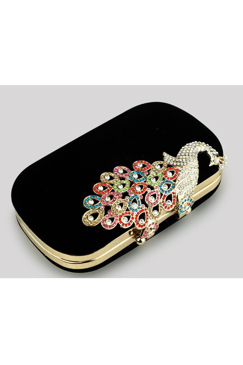 Women Beautiful Peacock Decoration Velvet Surface Party Clutch