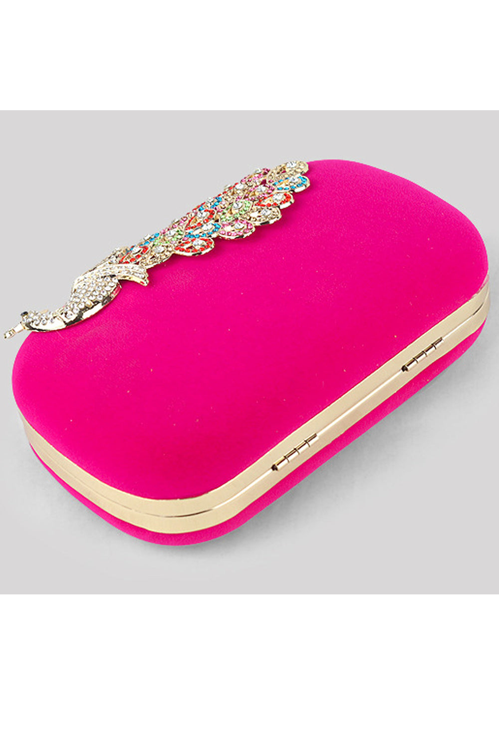 Women Beautiful Peacock Decoration Velvet Surface Party Clutch