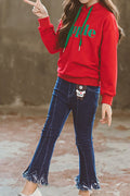 Kids Girls Beautiful Solid Colored Tassel Hem Jeans