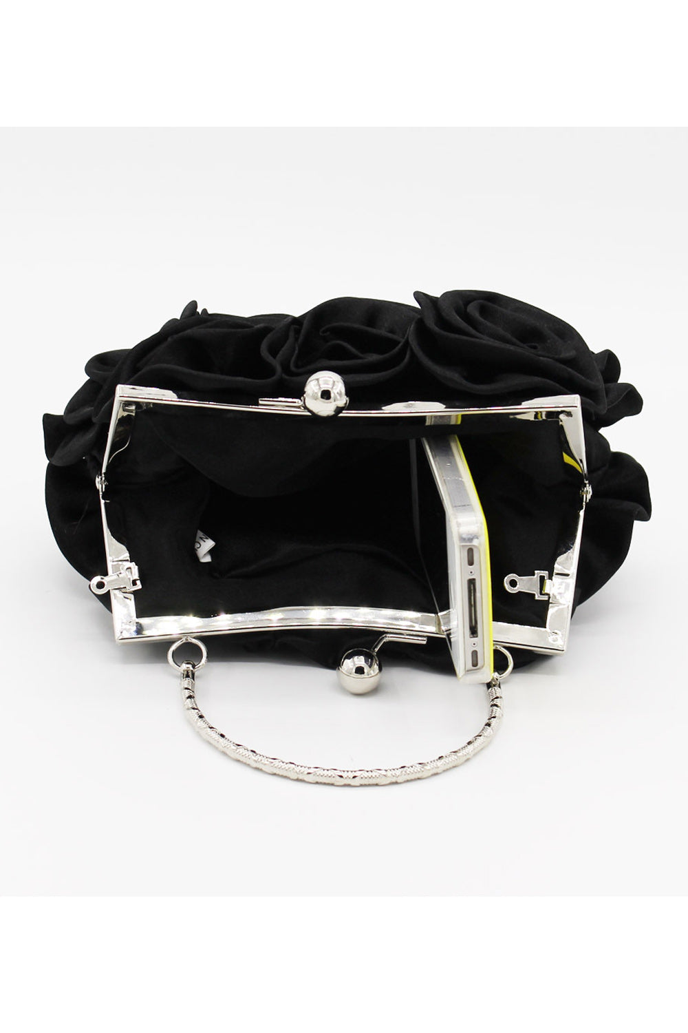 Women Rose Decorated Silky Surface Beautiful Clutch Bag