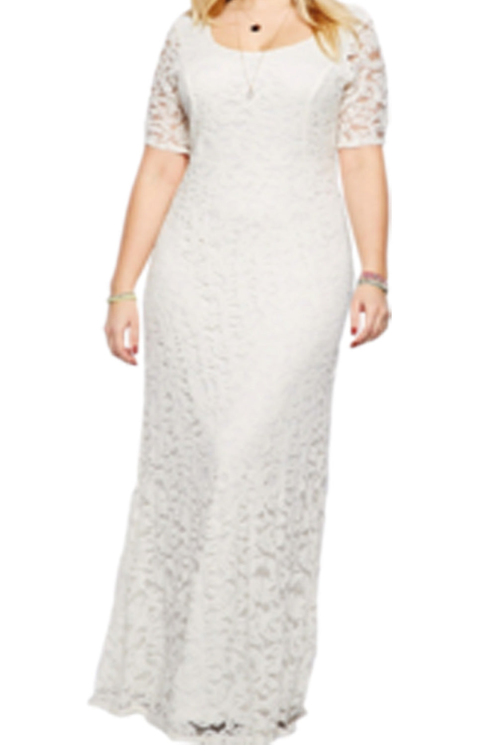 Women Lace Up Round Neck Floor Length Beautiful Mermaid Dress