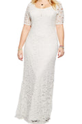 Women Lace Up Round Neck Floor Length Beautiful Mermaid Dress