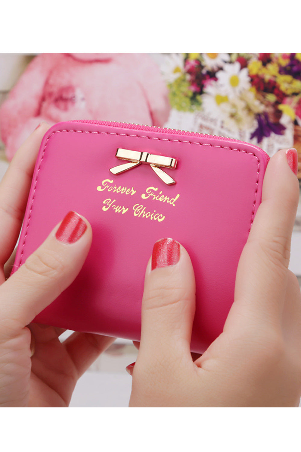 Women Zipper Closure Cash Coin Holder Casual Wallet