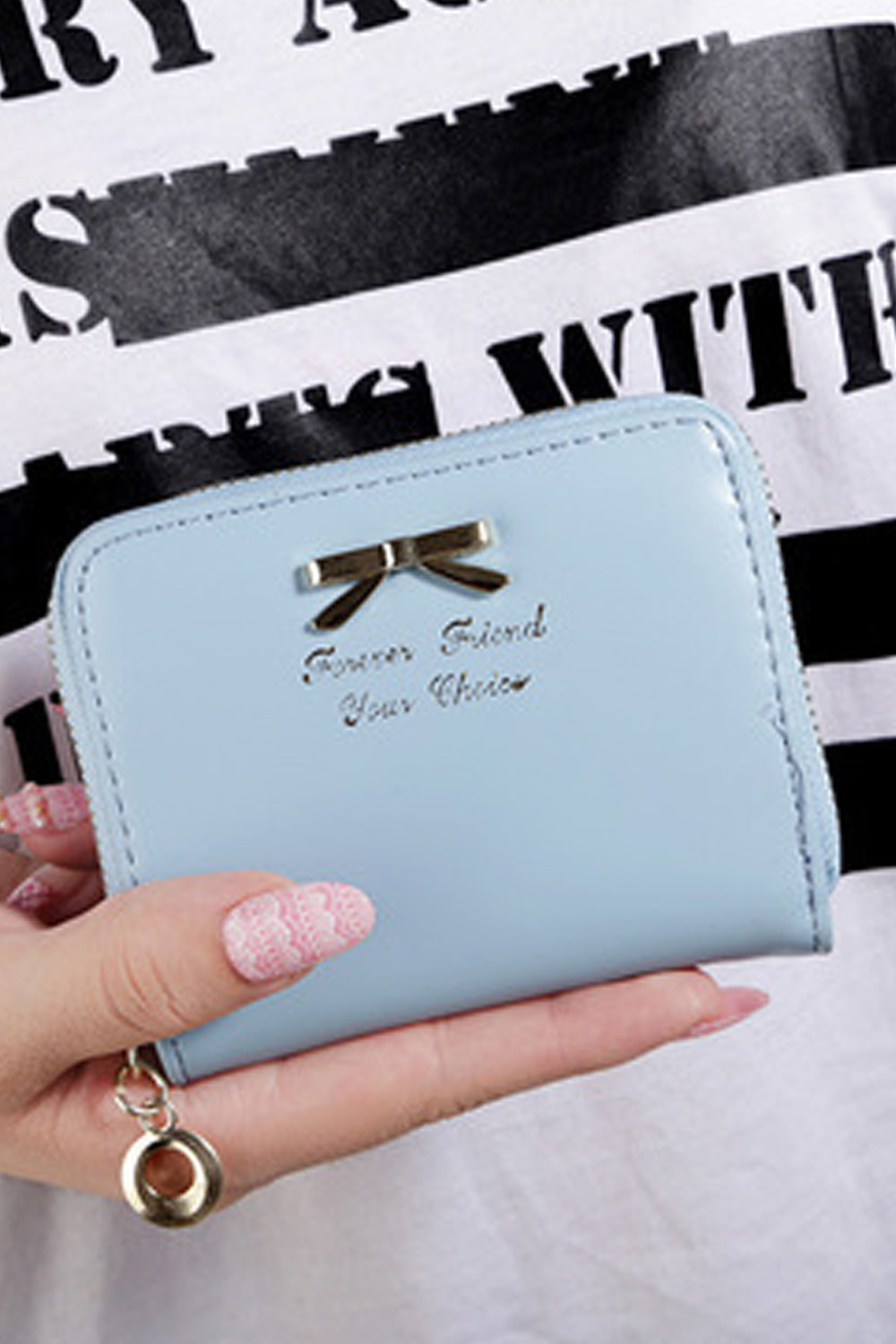 Women Zipper Closure Cash Coin Holder Casual Wallet