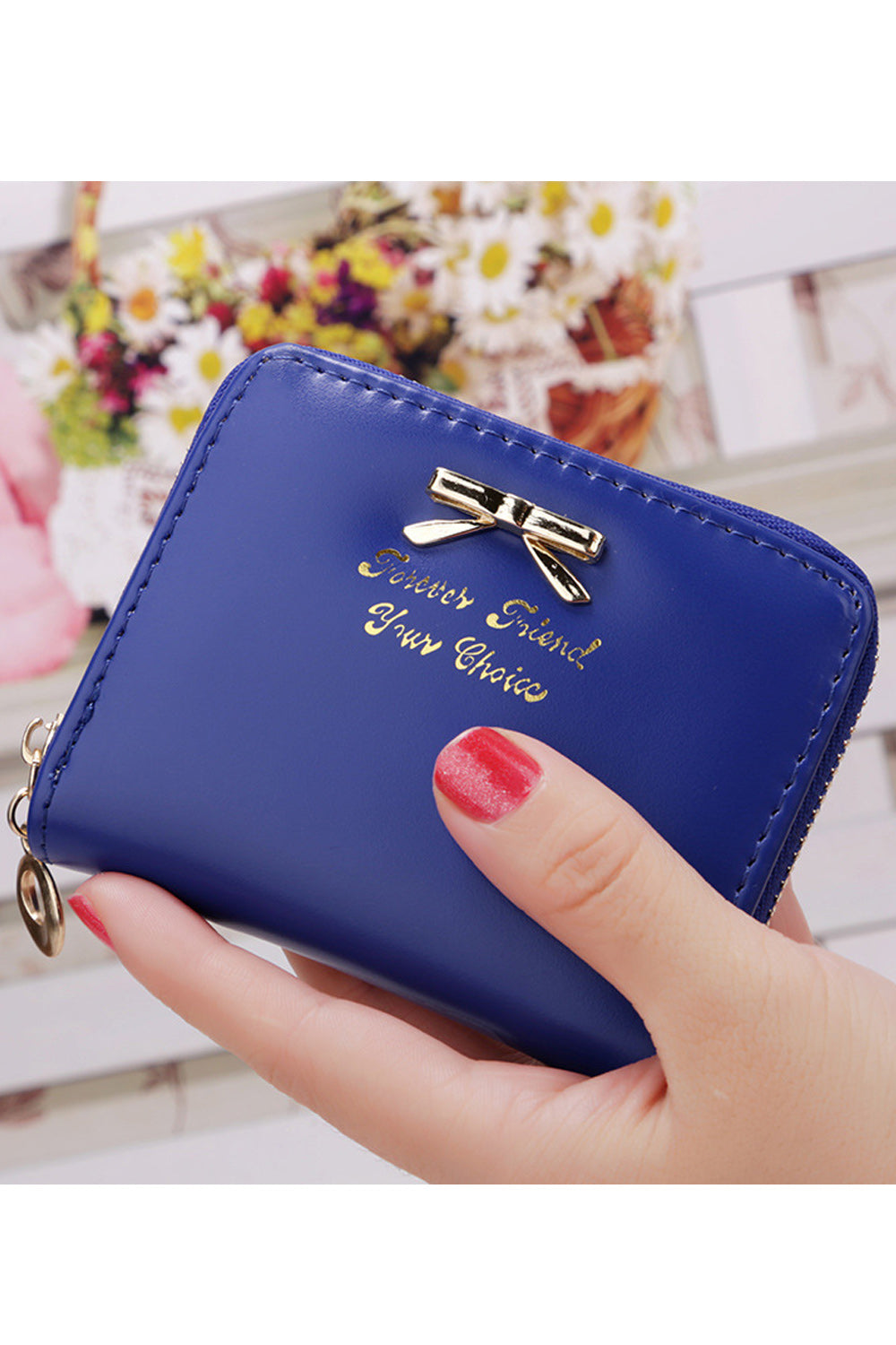 Women Zipper Closure Cash Coin Holder Casual Wallet