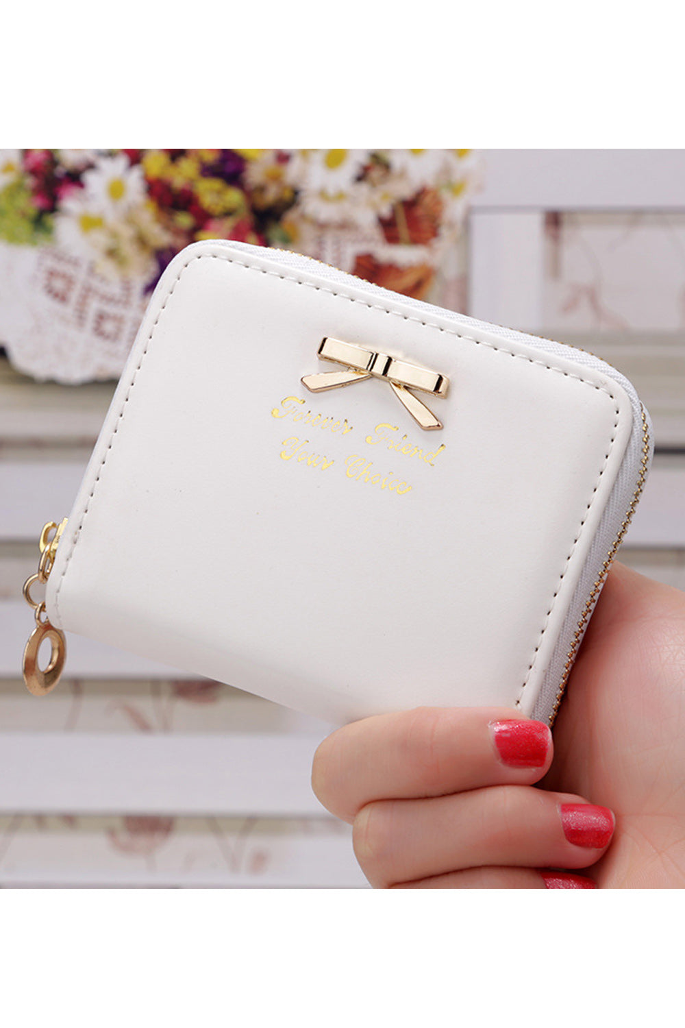 Women Zipper Closure Cash Coin Holder Casual Wallet