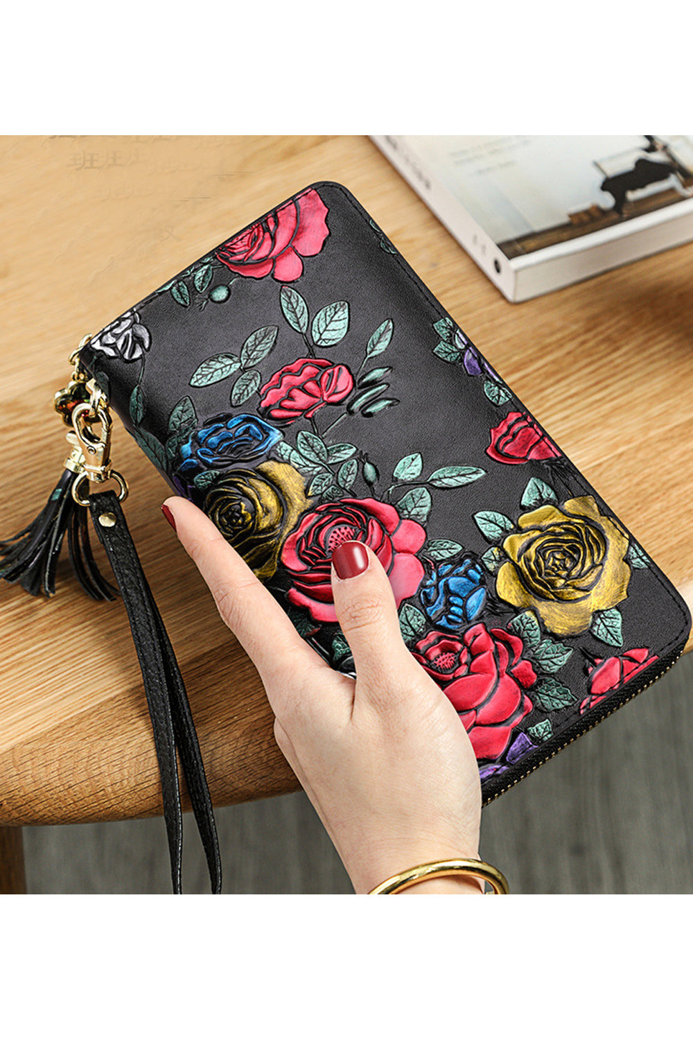 Women Floral Multi Functional Zipper Closure Wallet