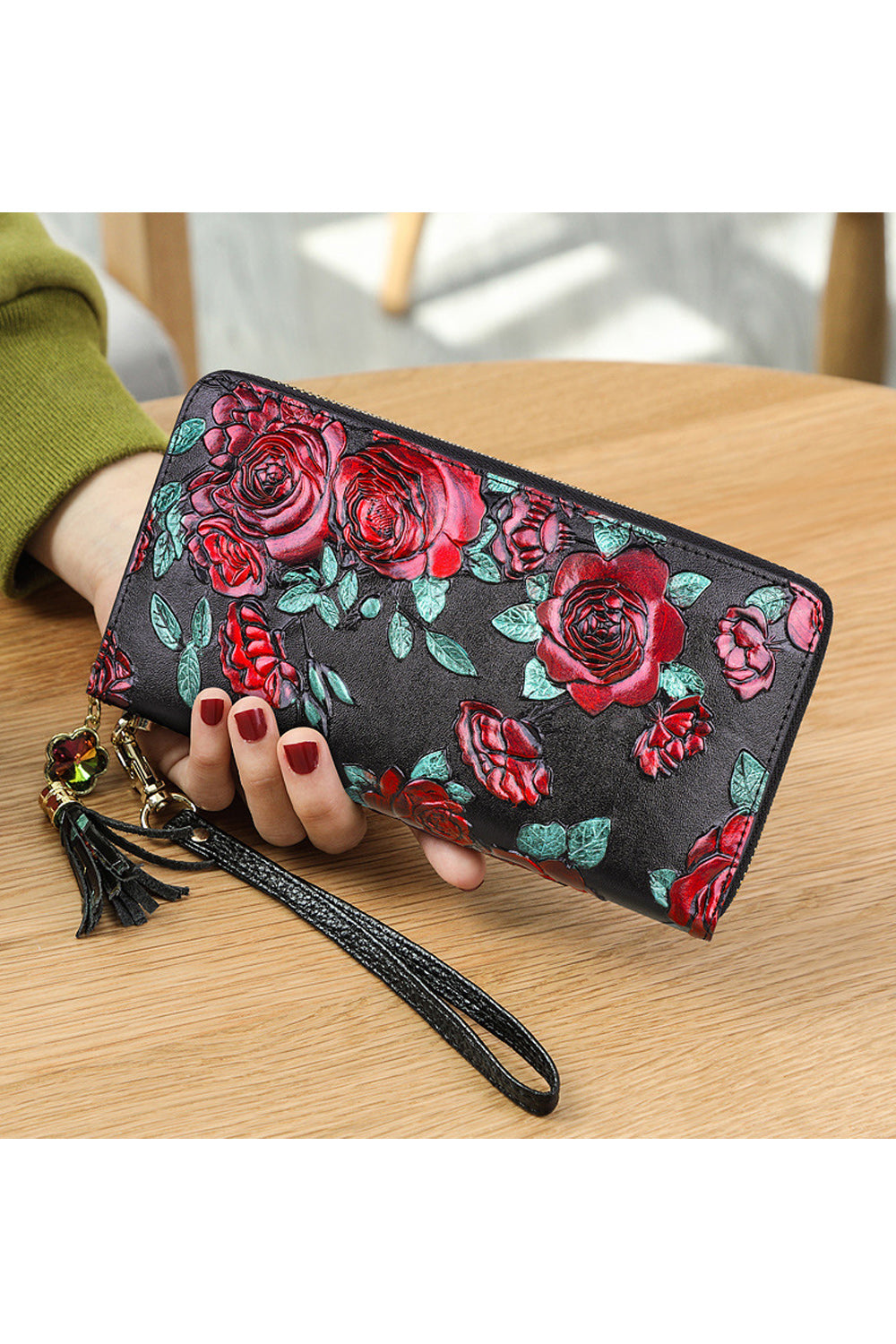Women Floral Multi Functional Zipper Closure Wallet