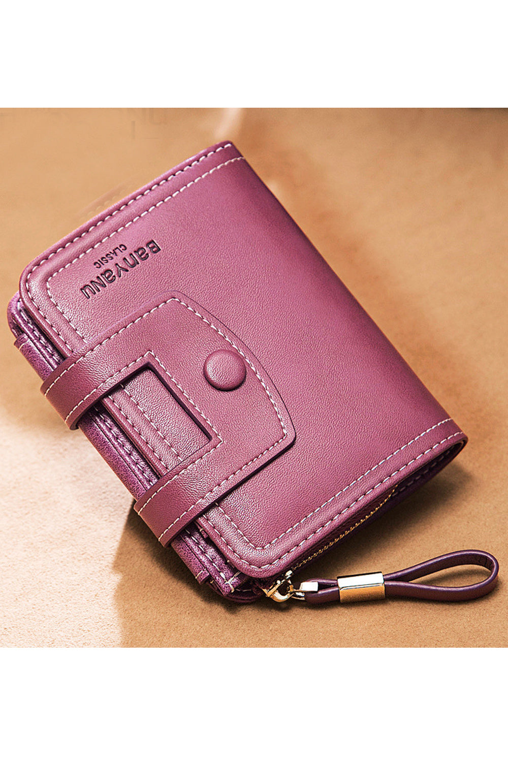 Women Small PU Leather Three Folds Casual Wallet