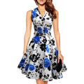 Women Floral V Neck Halter Skirt Dress