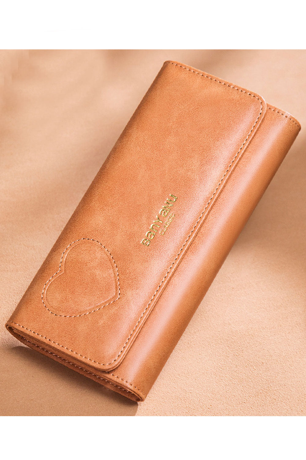 Women Heart Decorated PU Leather Snap Closer Wallet