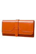 Women Solid Color Tri Fold Buckle Belt Wallet