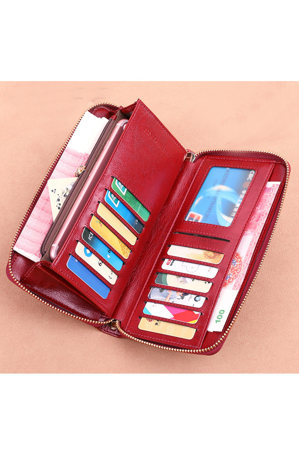 Women Multi Card Holder Zipper Clutch