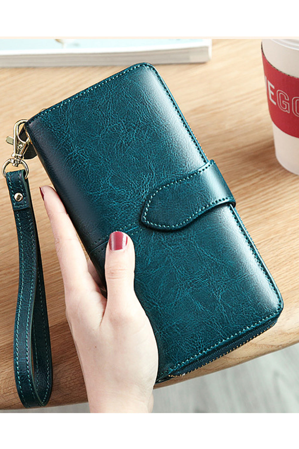 Women Solid Pattern Card Holder Zipper Wallet