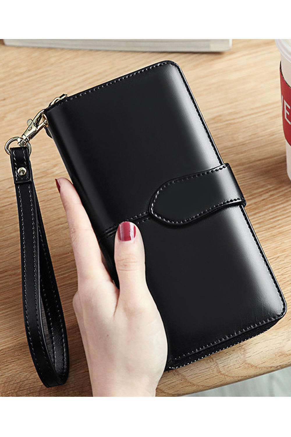 Women Solid Pattern Card Holder Zipper Wallet