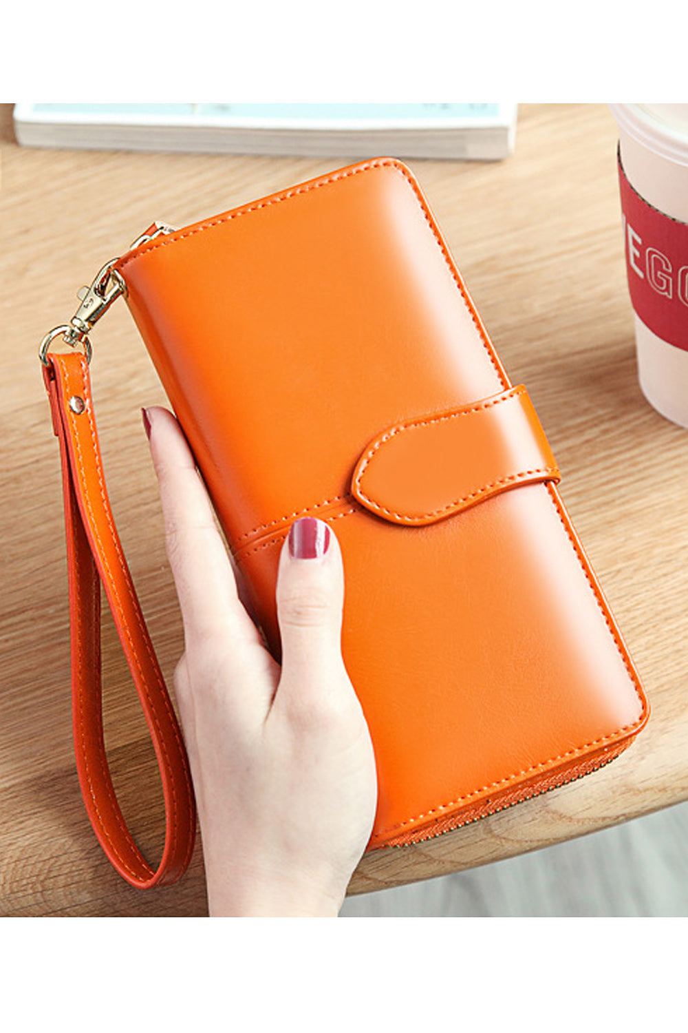 Women Solid Pattern Card Holder Zipper Wallet